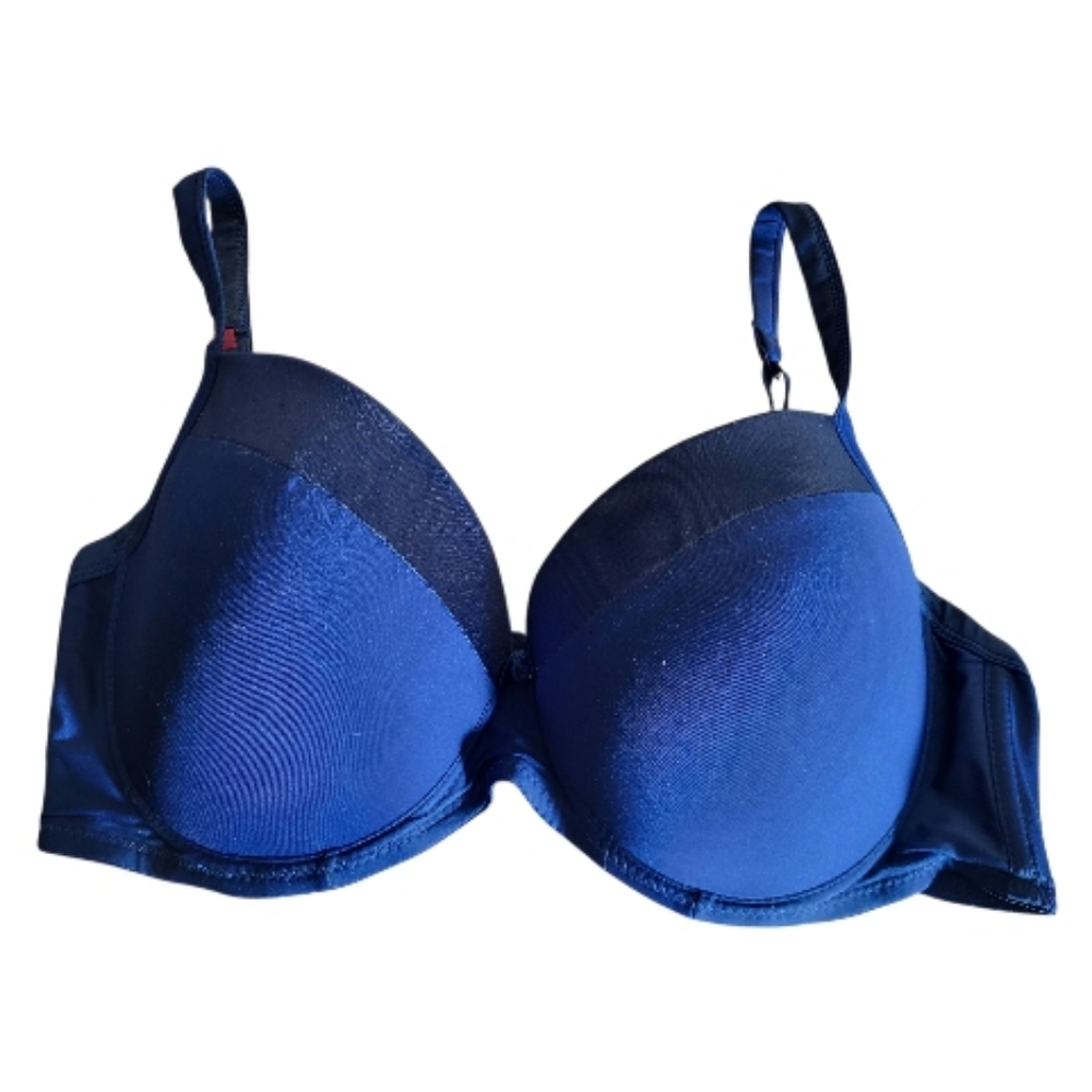 Rampage Intimates Women's Elegant Satin Two-Tone Royal Blue Bra - Size 42C